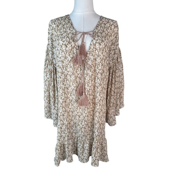 2/$30 Storia Small Floral Tassel Tie Boho Dress Small 100% Polyester - Picture 1 of 16